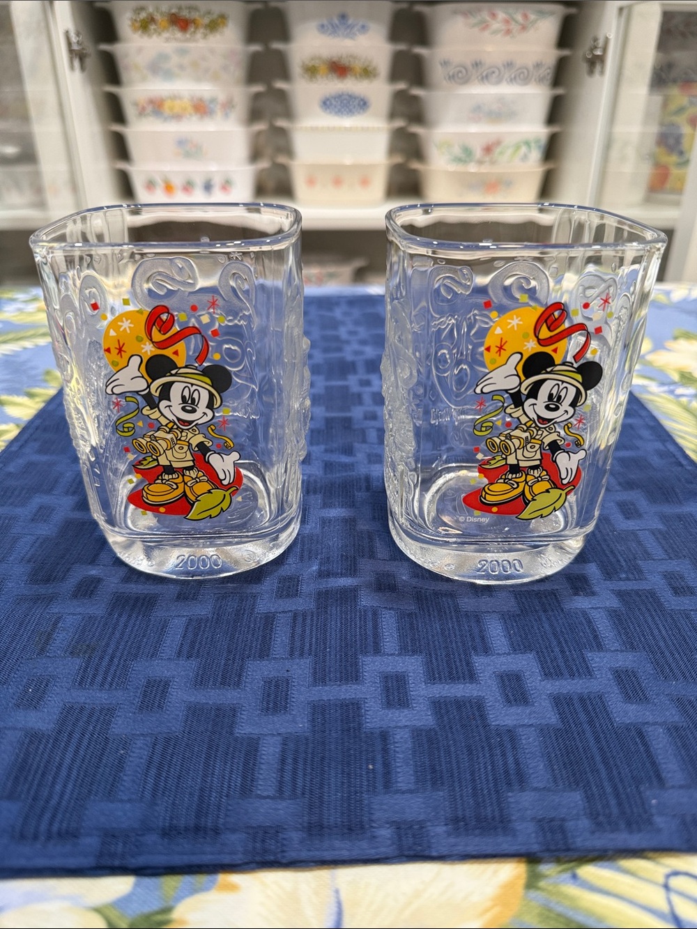 Disney set of two vintage Walt Disney World 2000 millennium glasses
